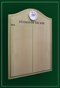 Students of the year have their names displayed on this beech honours board at EBN Academy School.